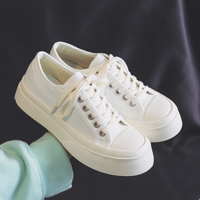 Giày nữ đế bánh mỳ vải mềm êm chân, có 2 màu đen và trắng, phối đồ cực đẹp - Mã sản phẩm: DT006