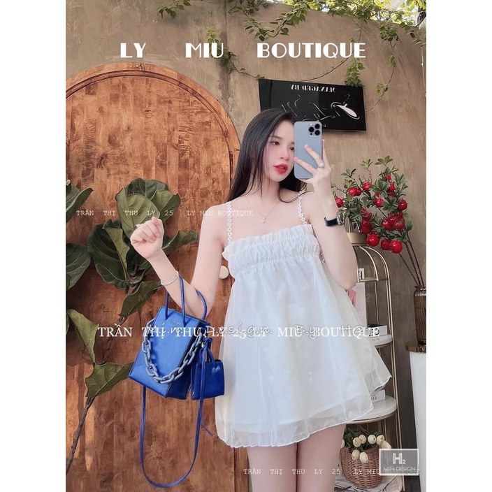 Set áo 2 dây ren hoa tơ lụa bánh bèo xinh xắn BN606