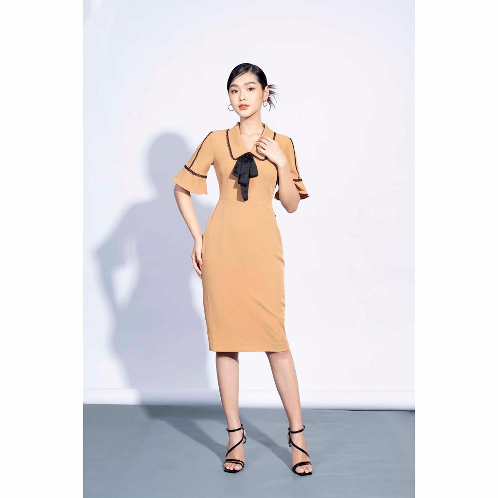 Đầm ôm, bút chì, cổ sen MMOutfit M-DA080421213