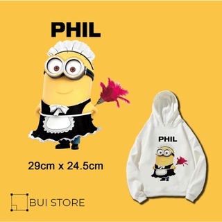 Miếng ủi nhiệt offset dán trang trí quần áo hình MINION PHIL
