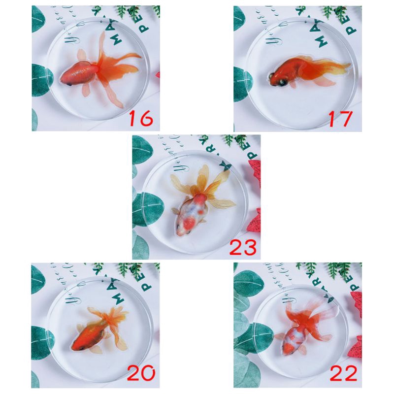 ✿INF✿5 Sheets Gold Fish 3D Mold Resin Stickers Decal Landscape Decorative DIY Crafts Material
