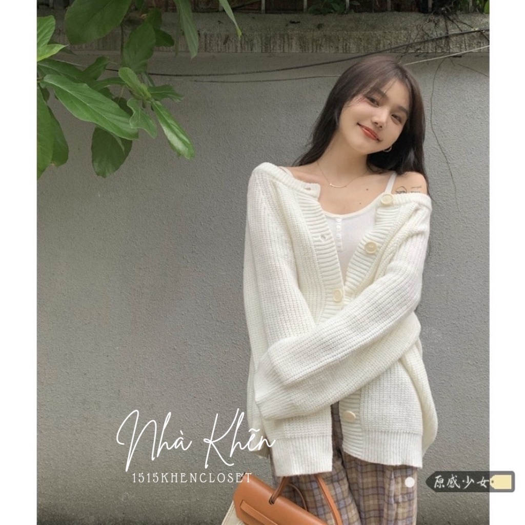 Áo khoác len cổ tim cardigan mặc được 2 kiểu