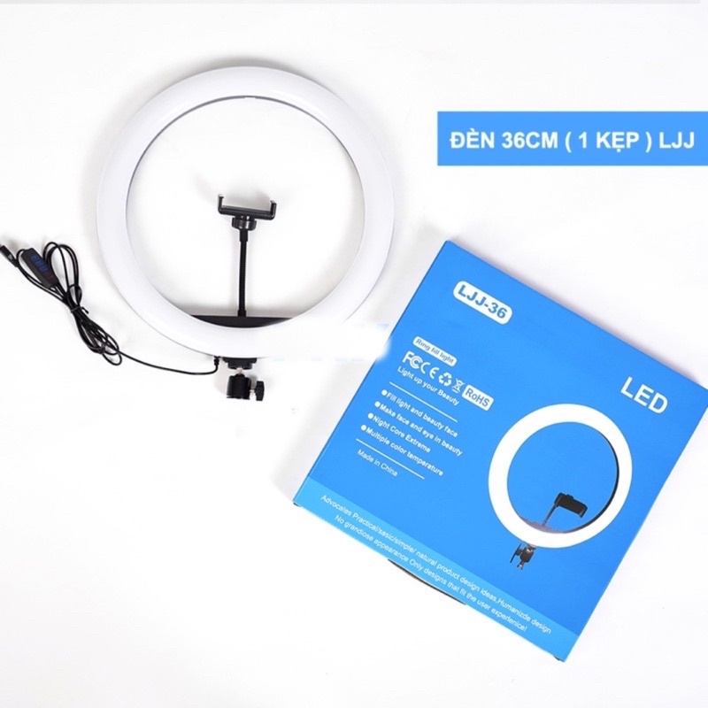 Đèn livestream size 36cm kèm gậy 2m1 hỗ trợ chụp ảnh, make up,quay video 3 chế độ sáng.