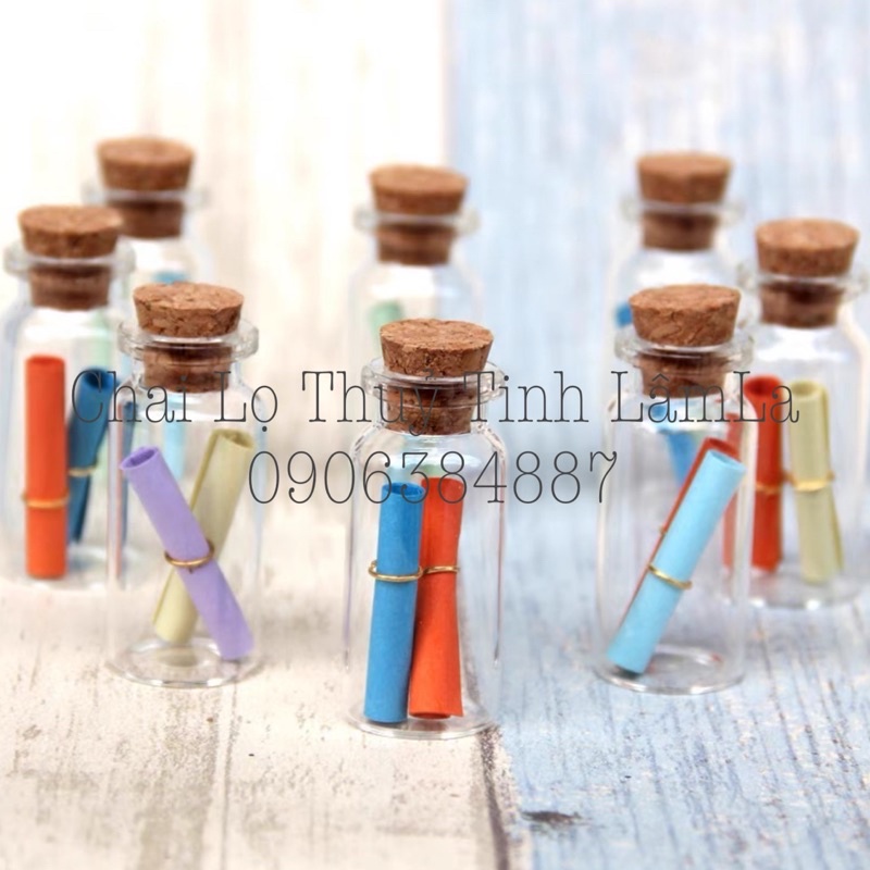 Chai Thuỷ Tinh Trang Trí Nắp Gỗ Ép 5ml - 10ml