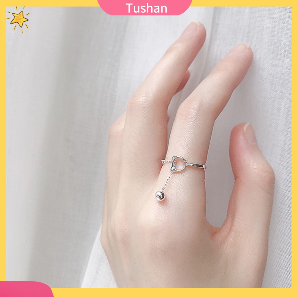 Nhẫn Hợp Kim Hình Mèo Có Chuông Xinh Xắn