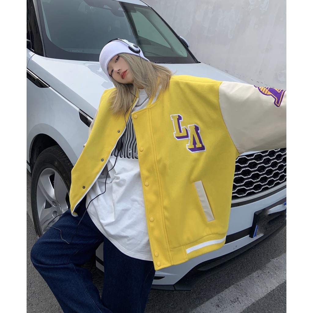 Áo Bomber Jacket LouisVuitton x NBA Lakers Yellow Submarines FW22