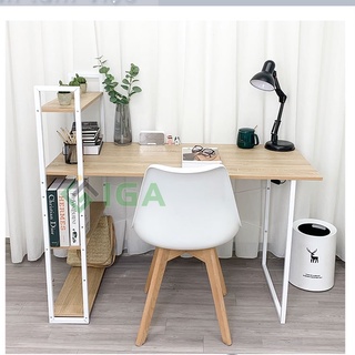 Bàn Làm Việc Hiện Đại Khung Sắt Chống Gỉ, Bàn Làm Việc Kèm Kệ Sách Thương Hiệu IGA - GM12