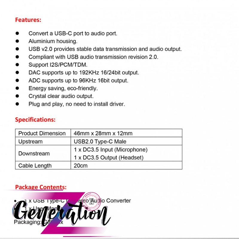 CÁP CHUYỂN USB TYPE-C RA SOUND UNITEK (Y-248)