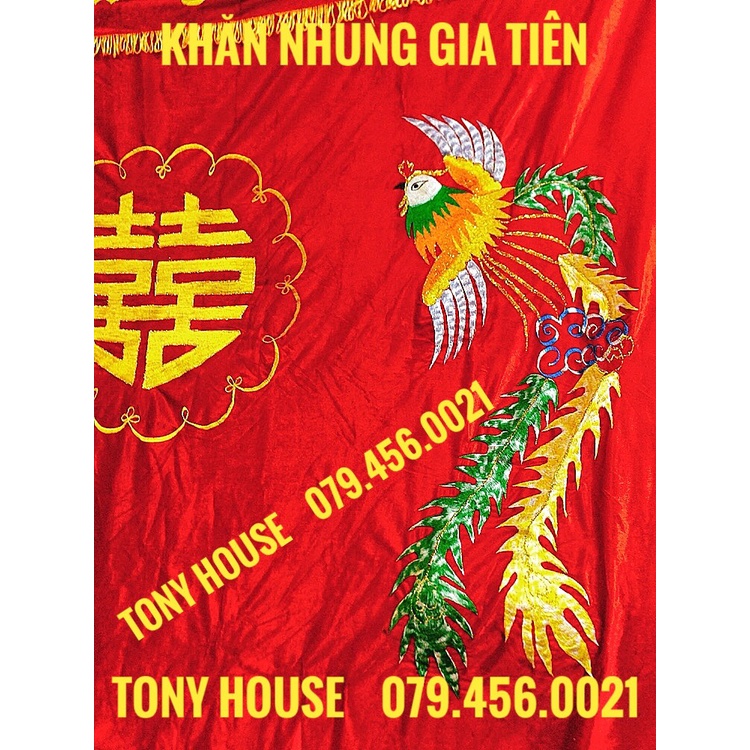 Khăn thờ - Khăn nhung thêu rồng phượng trang trí bàn thờ gia tiên cao cấp - TONY HOUSE
