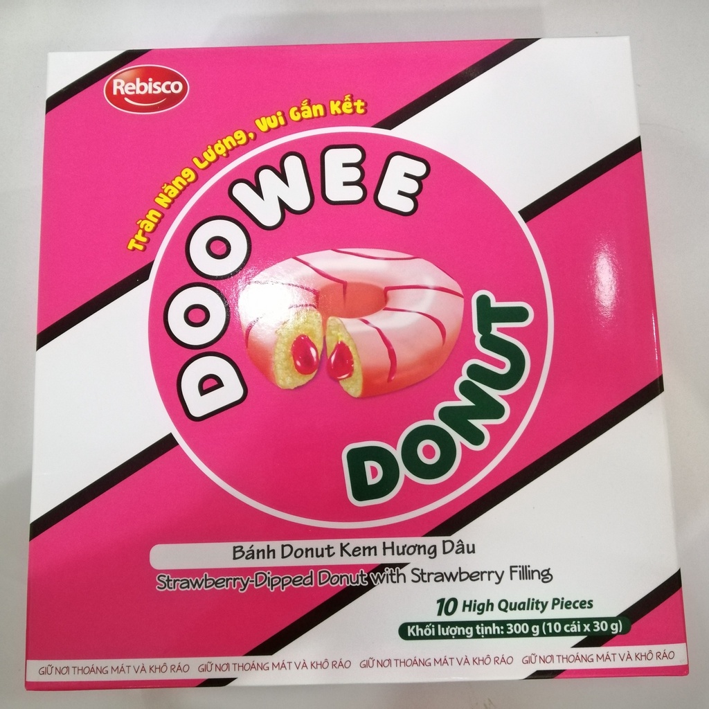 Bánh Doowee Donut Kem Hương Dâu (Hộp 10 cái)