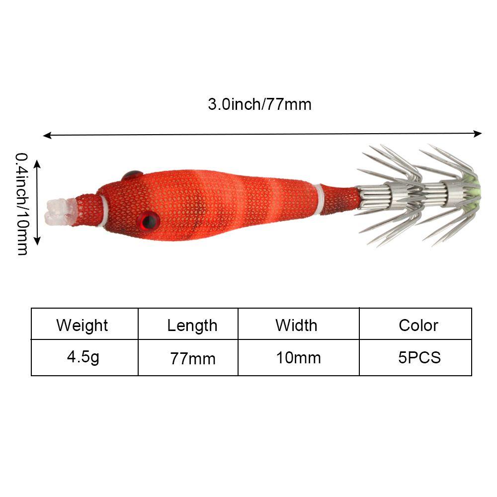 Set 5 Mồi Câu Cá Giả Hình Con Mực Mềm 3.3g 60mm
