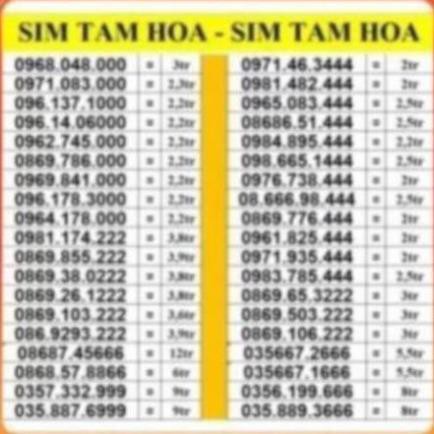 SIM TAM HOA 999 888 777 666 VIETTEL TRẢ TRƯỚC