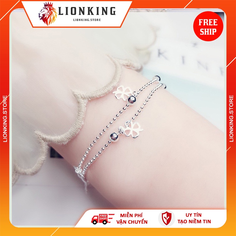 Lắc tay bạch kim hình chiếc lá may mắn - LIONKING