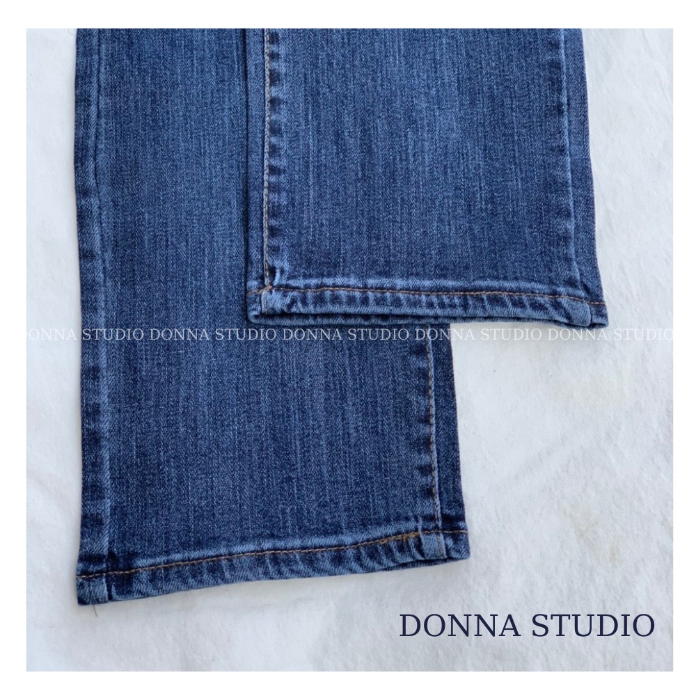 Quần Bò Ống Đứng 2 Cúc DONNA Quần Jean Cạp Cao Phong Cách Hàn Quốc