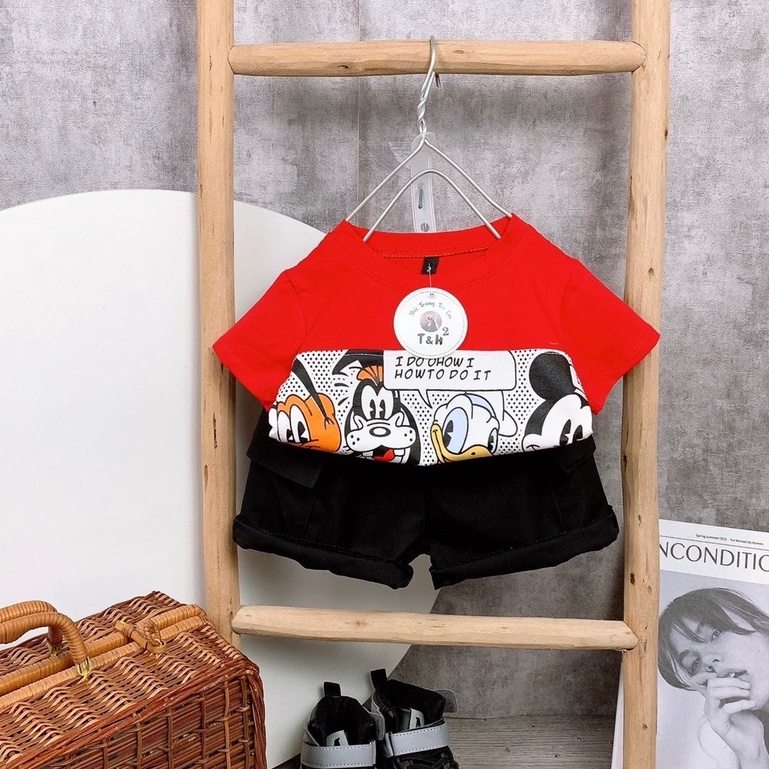 BOT07 - Bộ Bé Trai, Bộ Cotton In Hình Micky, donal cho bé từ 8-21kg, Richkid123