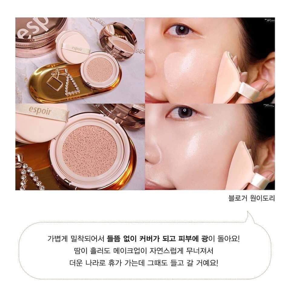 (Kèm Lõi) Set phấn nước Espoir Pro Tailor Be Glow Cushion SPF42 PA+++ tặng Kem nền Espoir Pro Tailor Foundation SPF25 | BigBuy360 - bigbuy360.vn