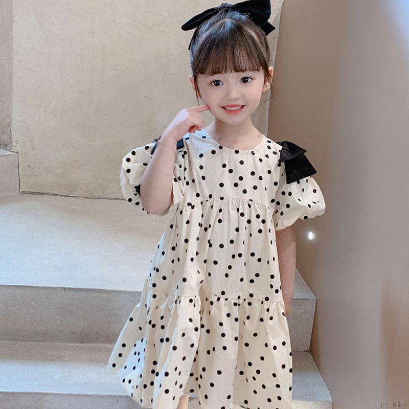Đầm Xòe Chấm Bi Dễ Thương Cho Bé 3-8 Tuổi