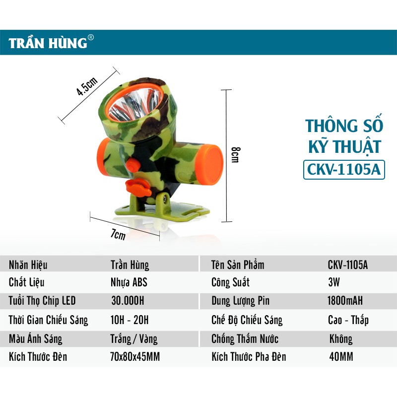 Đèn Pin Đội Đầu Cao Cấp - CKV 1105A - Hàng Chính Hãng