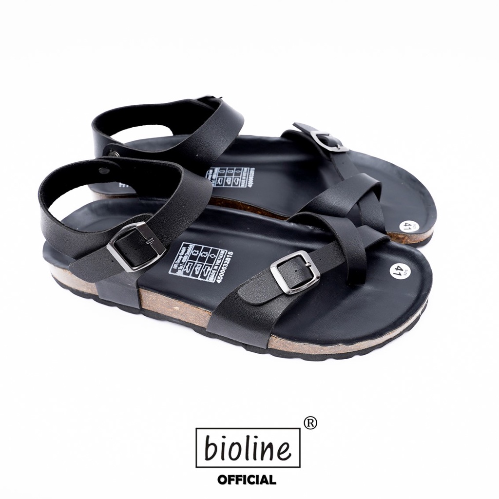DK14 - Sandal Đế Trấu BIOLINE Official Quai Da Bò Đan Chéo Xỏ Ngón Lót Pu Kem Chống Nước