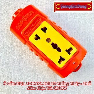 Ổ Cắm Điện Lõi Sứ Chịu Nhiệt SOPOKA 2S-6000W Siêu Chịu Tải (Loại 2 Lỗ)