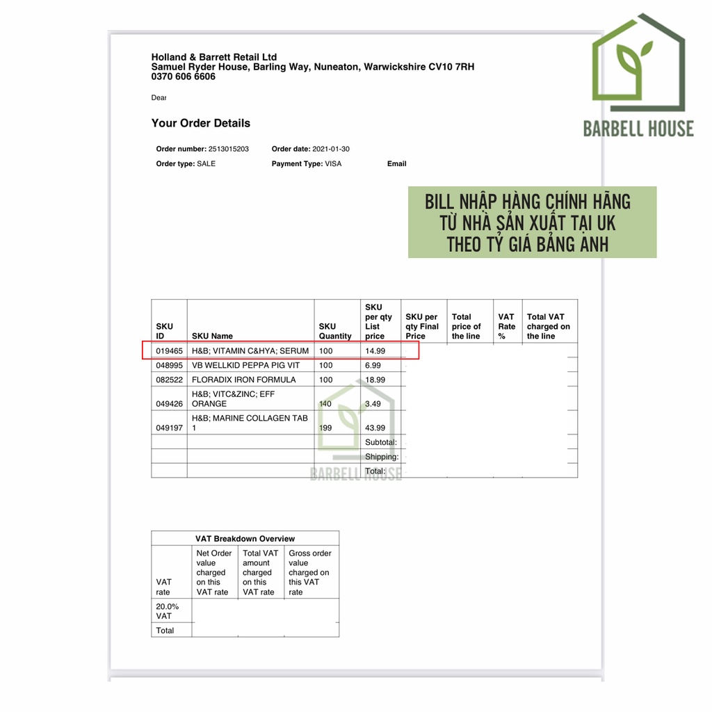 Serum C làm sáng da  - siêu cấp ẩm, giảm thâm mụn, chống lão hóa, tăng đàn hồi da, 30ml