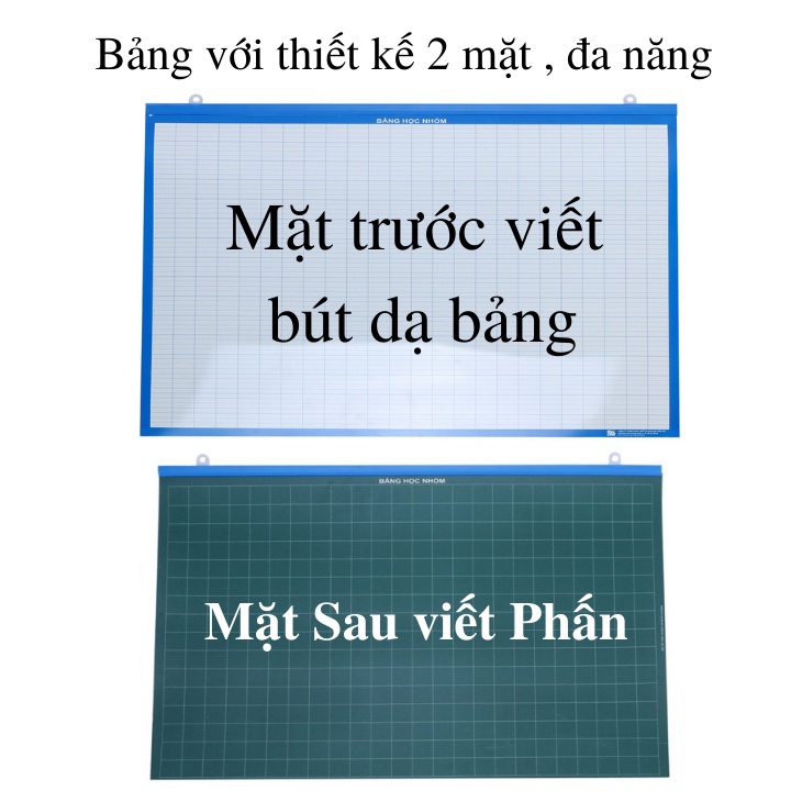 [ TẶNG 1 HỘP PHẤN] Bảng phụ 2 mặt cho giáo viên, bảng học nhóm, đồ dùng giáo viên có nẹp treo - Đủ kích thước - 1 chiếc