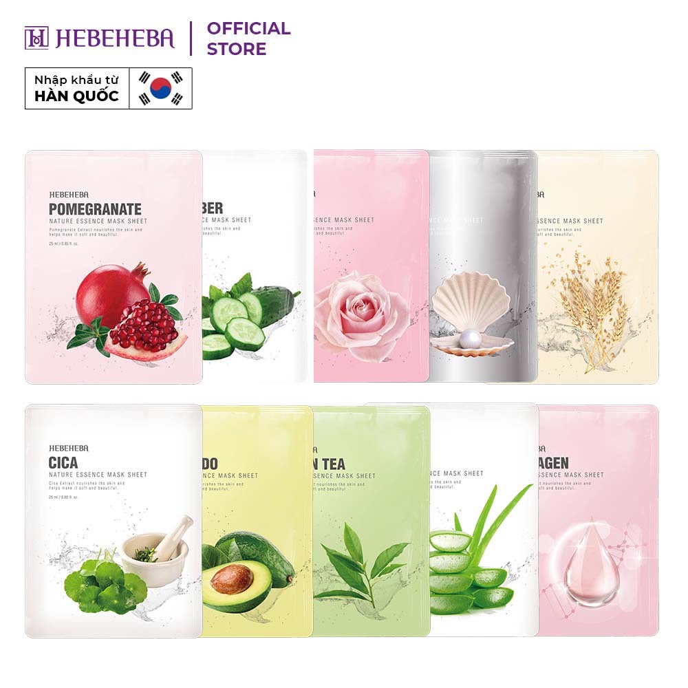 Mặt Nạ Dưỡng Da Chiết Xuất Từ Thiên Nhiên Hebeheba Natural Essence Mask Sheet 25ml