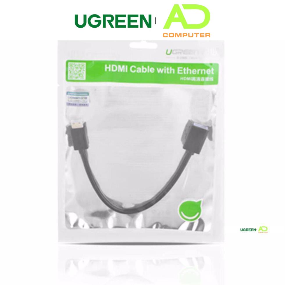 Cáp chuyển đổi mini HDMI đực sang HDMI cái dài 25CM UGREEN 20137 - Hàng phân phối chính hãng - Bảo hành 18 tháng