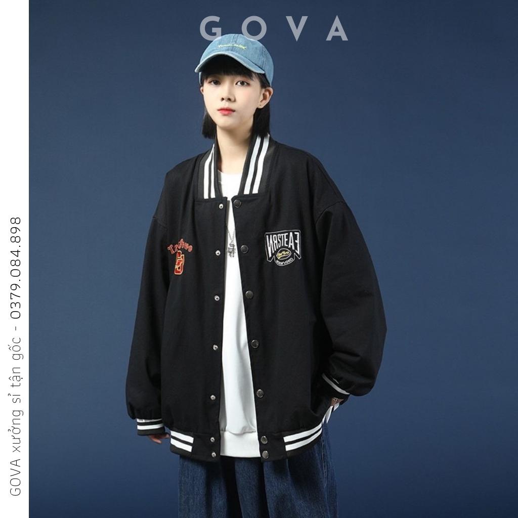 Áo khoác Bomber dù GJ form rộng 2 lớp nam nữ Unisex GOVA