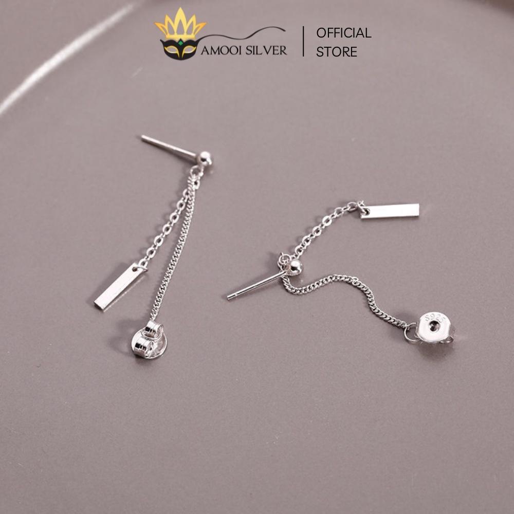 Bông Tai Bạc Cao Cấp S925 Unisex Tua Dài Móc Sau Cá Tính - Amooi Silver AB30