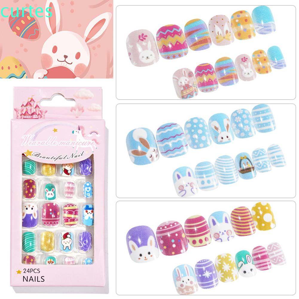Set 24 móng tay giả trang trí thời trang dễ thương cho bé