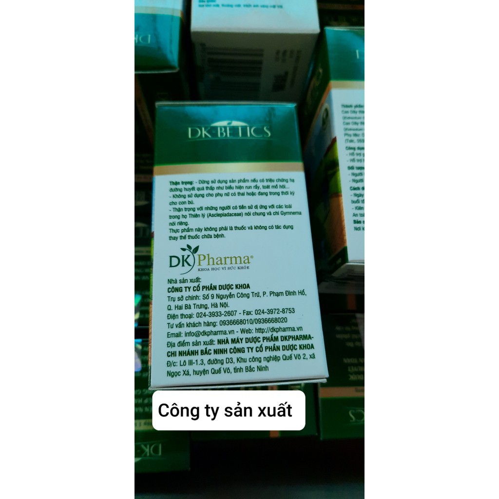 Viên Uống Tiểu Đường DK-BETICS Hộp 60 viên triết xuất từ cao dây thìa canh lá to  HSD 2025