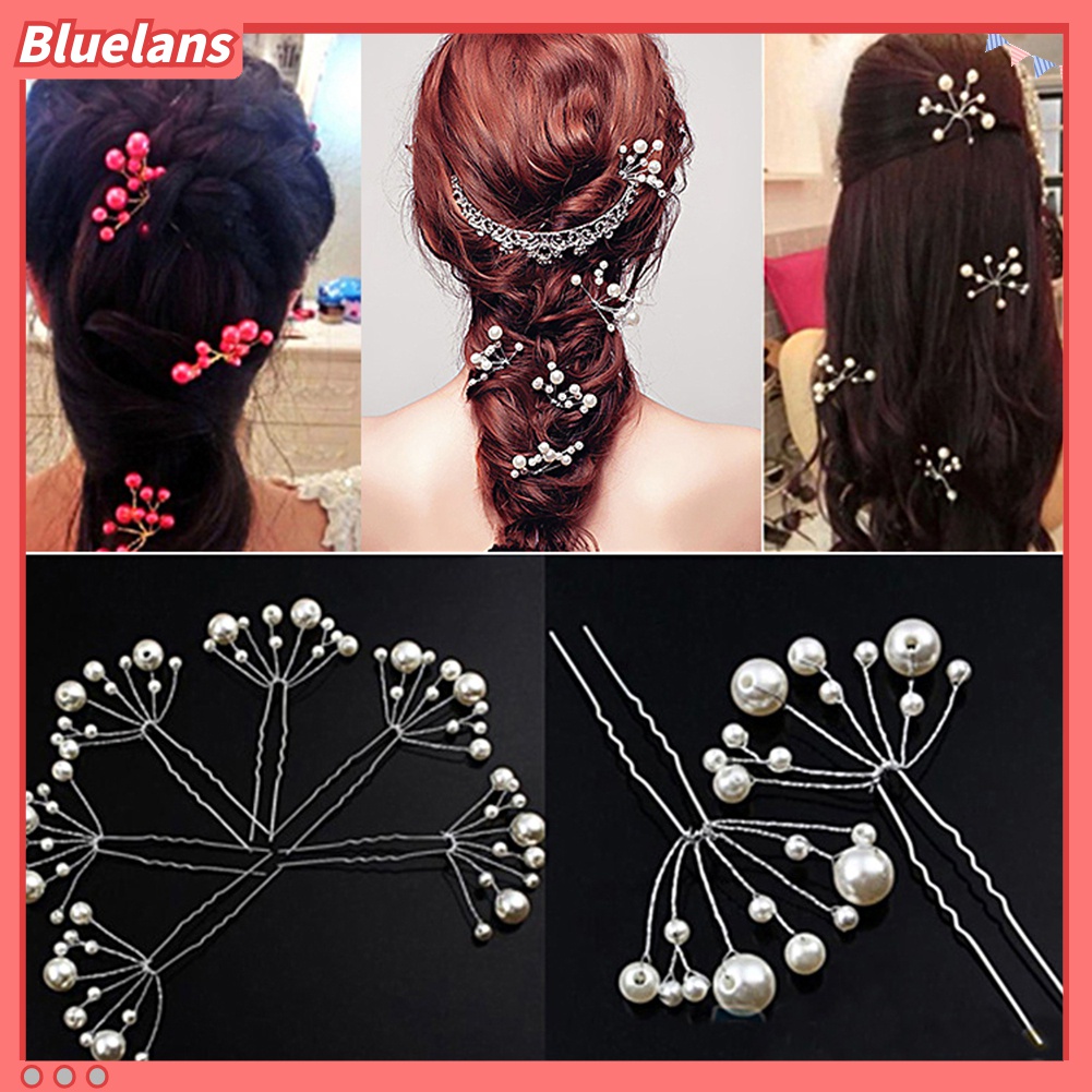 Set 2 KẹP TóC PhốI HạT NgọC Trai Giả ThờI Trang Cho Nữ