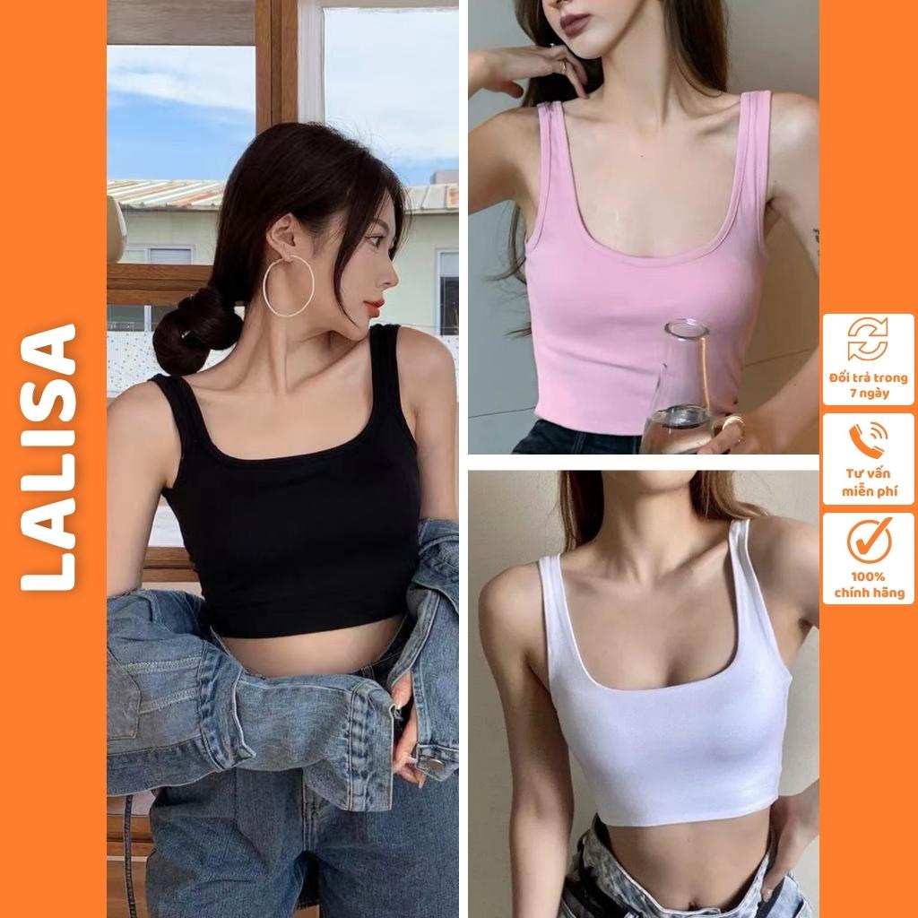 Áo Croptop Nữ Tay Ngắn LALISA Áo Crt 2 Dây Bản To Ôm Body Kiểu Ba Lỗ Cổ Vuông Thun Bozip Sexy Năng Động AO016