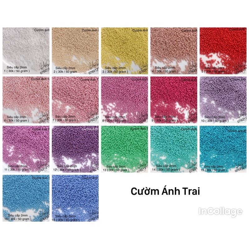 Cườm Siêu cấp Ánh Trai 2mm