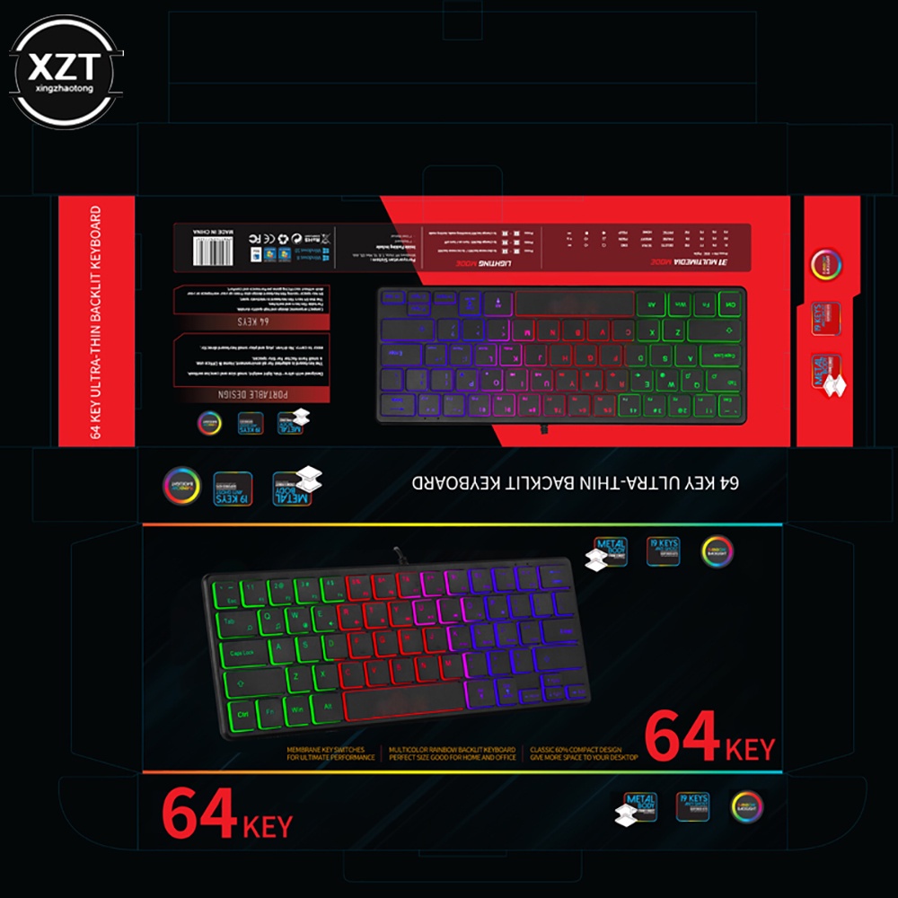 Bàn Phím Cơ Chơi Game 64 Phím 60% RGB