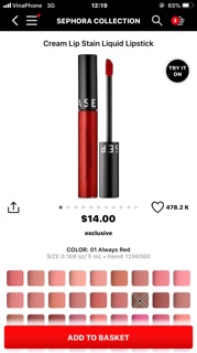 Son kem lì Sephora mini màu 01 Always Red