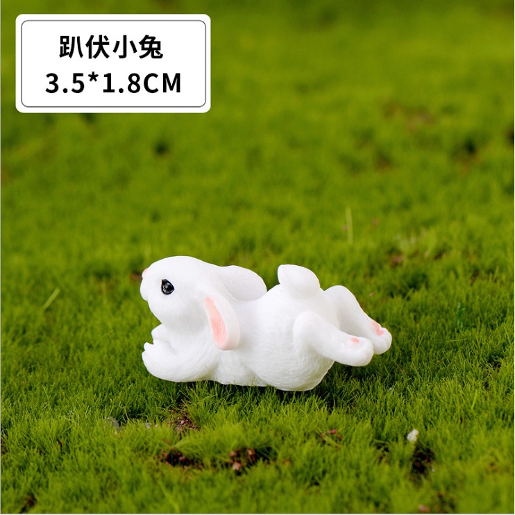Combo mô hình 04 thỏ trắng nghịch ngợm dễ thương trang trí nhà búp bê, tiểu cảnh, bonsai, thủy sinh