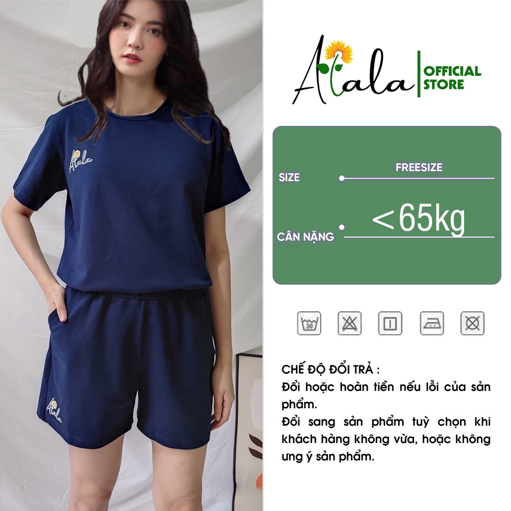 Bộ quần áo nữ mùa hè Cotton tông màu tối Bộ đùi mặc nhà nữ mùa hè ALALA