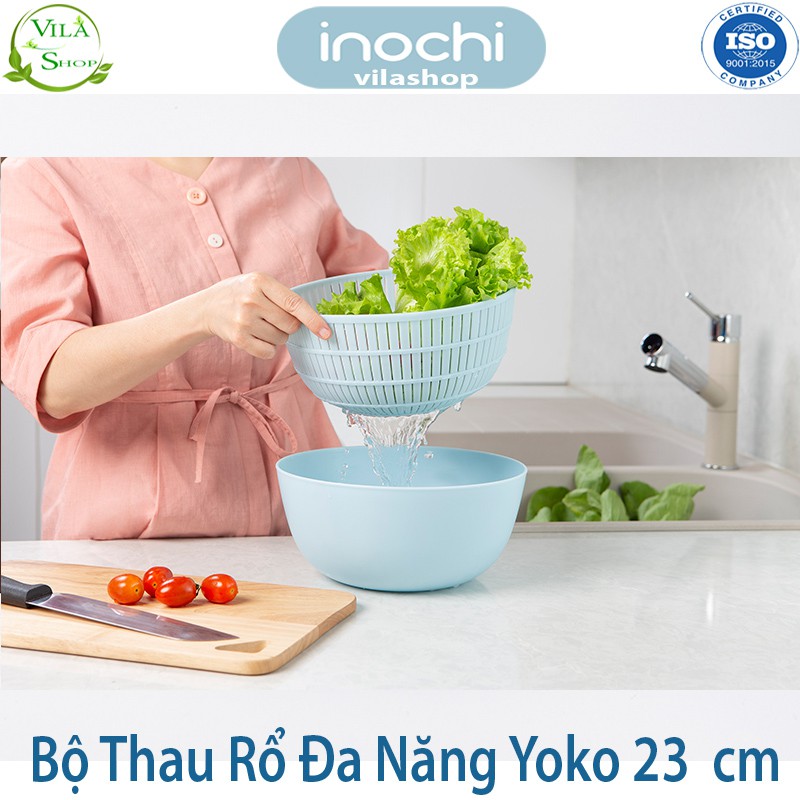 [ Bộ ] Thau Rổ Nhựa, Bộ Thau Rổ ĐA NĂNG Yoko 23cm, Chính Hãng Inochi, Nhựa PP Nguyên Sinh - Kháng Khẩu - Khử Mùi