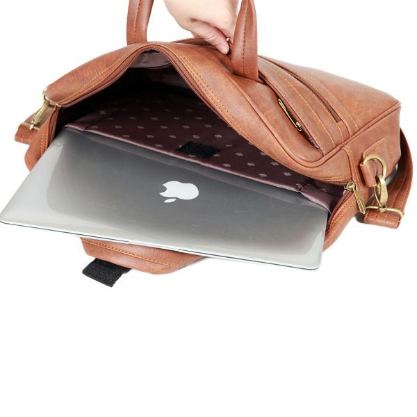 Cặp da laptop 14 inch Seko 433 vàng bò đậm chống sốc,chống thấm nước, cặp văn phòng, cặp công sở cao cấp đựng vừa khổ A4