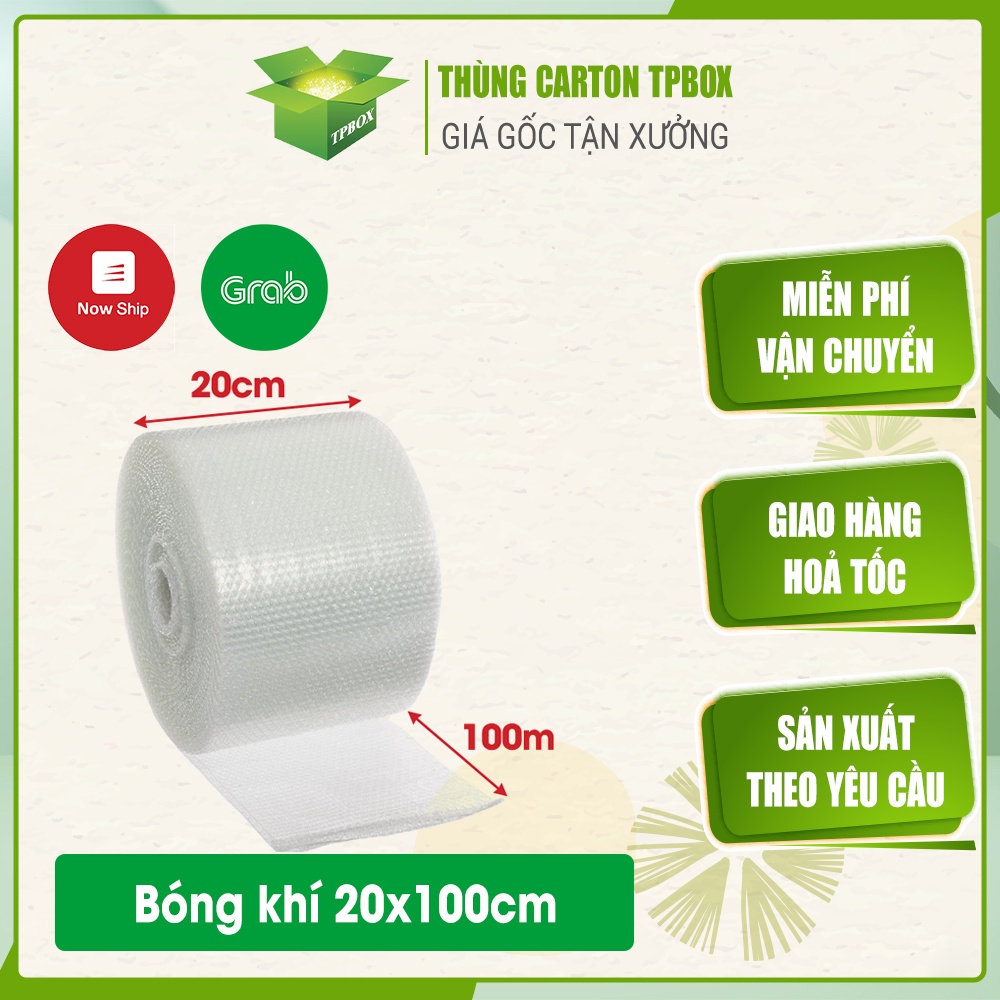 CUỘN BONG BÓNG KHÍ KHỔ 20CM x 100M, CUỘN XỐP NỔ