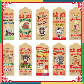 Bao lì xì cao cấp Tết 2021💖 FREESHIP 💖 Set 10 bao lì xì Tết Nguyên Đán Tân Sửu