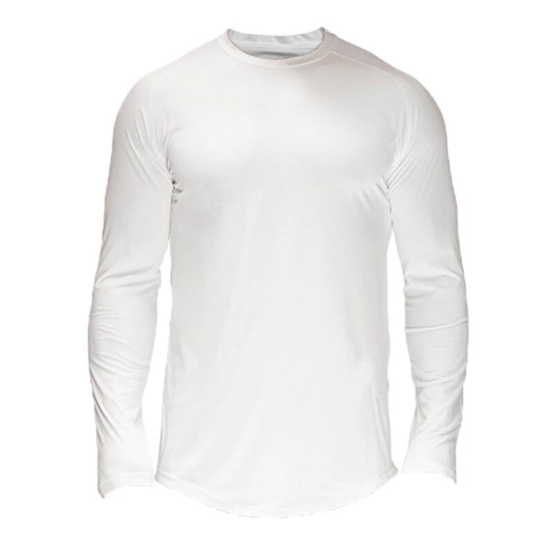 Áo Thun Thể Thao Tay Dài Cổ Tròn Màu Sắc Đơn Giản Chất Liệu Nhanh Khô Thoáng Khí Cho Nam