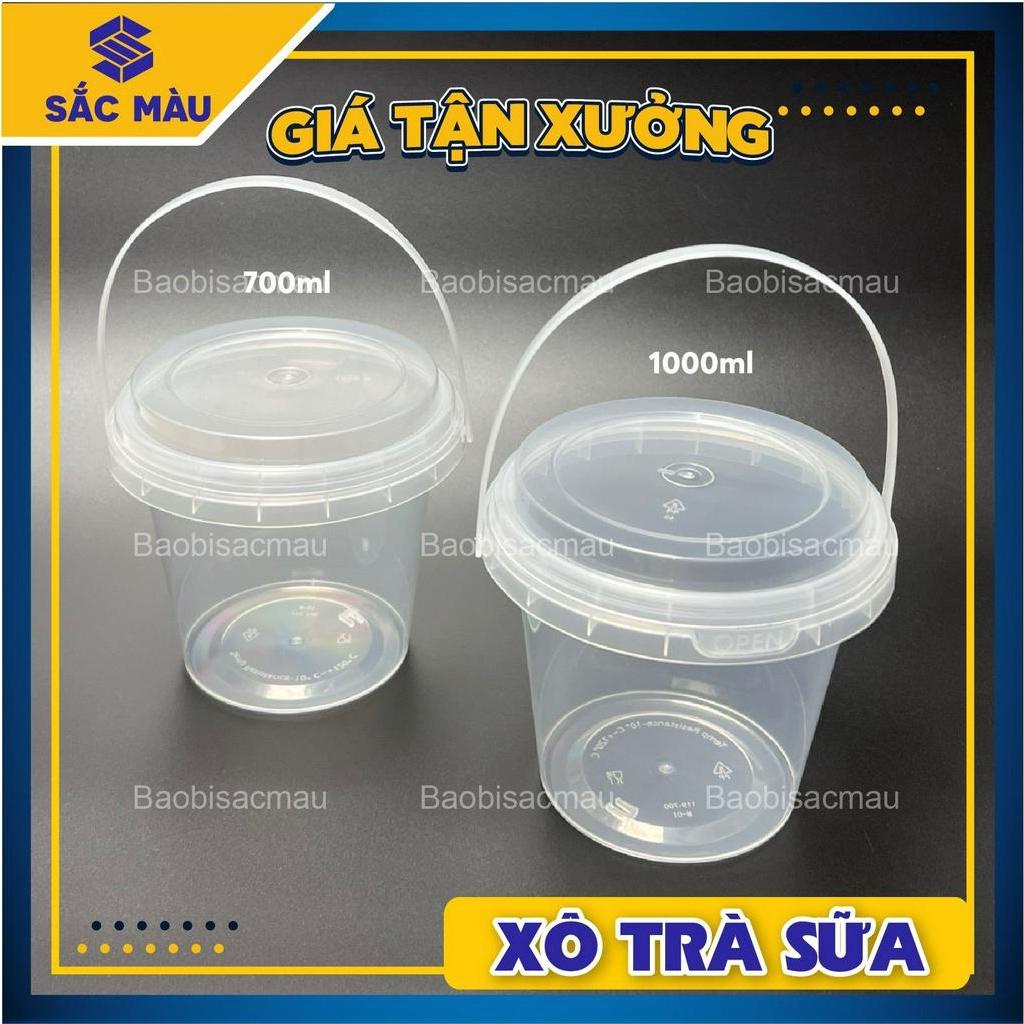 (Combo 10 cái) Xô nhựa đựng trà sữa, đựng nước ép 700ml - 1000ml