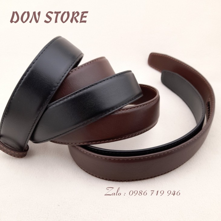 Dây Lưng Nam (không mặt) Loại May Viền Chịu Lực 3 Lớp Da Thật Cao Cấp (Có Khấc & Trơn + Đục Lỗ)