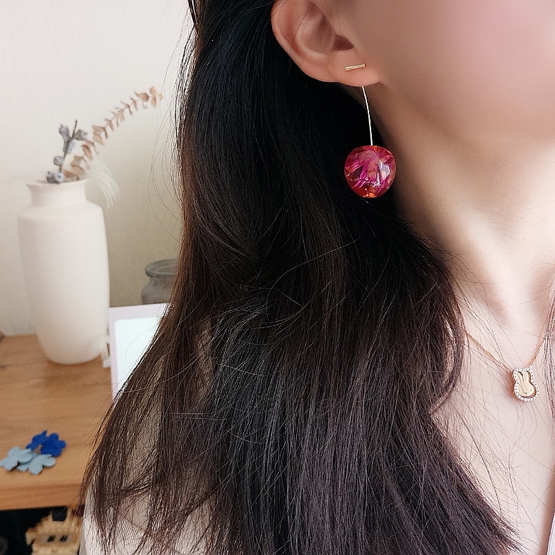 OIMG  Bông Tai Dáng Dài Hình Quả Cherry Xinh Xắn Cho Nữ