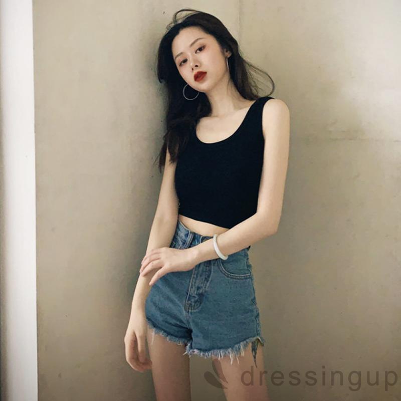 [Mã FAMAYWA giảm 10K đơn 50K] Áo crop top ba lỗ màu trơn đơn giản năng động cho nữ