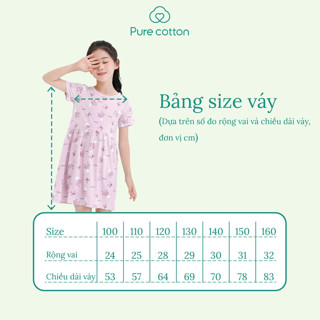 Váy ngủ mùa hè cho bé gái Pure Cotton chất liệu cotton cao cấp PC042