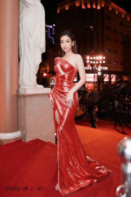 Đầm dạ hội kim sa lệch vai dài tay cao cấp tặng hoa tai | BigBuy360 - bigbuy360.vn